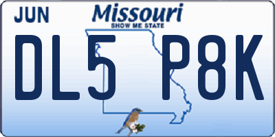 MO license plate DL5P8K