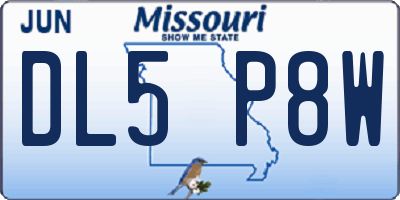 MO license plate DL5P8W