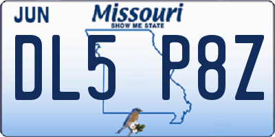 MO license plate DL5P8Z