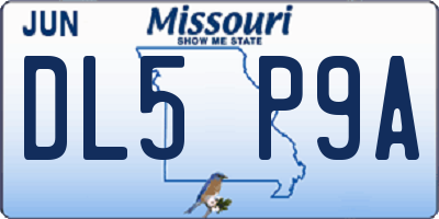 MO license plate DL5P9A