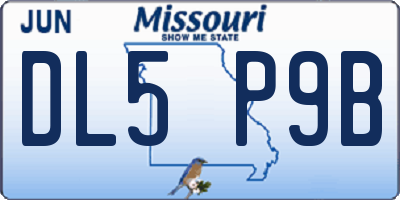 MO license plate DL5P9B