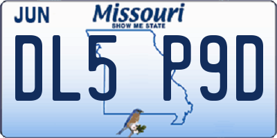 MO license plate DL5P9D