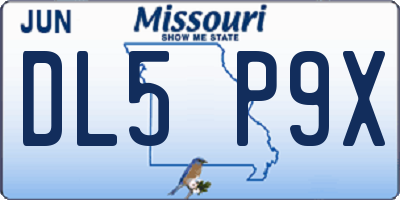 MO license plate DL5P9X