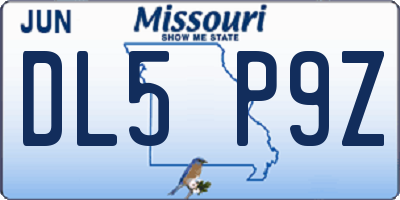 MO license plate DL5P9Z