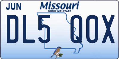 MO license plate DL5Q0X