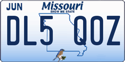 MO license plate DL5Q0Z