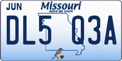 MO license plate DL5Q3A