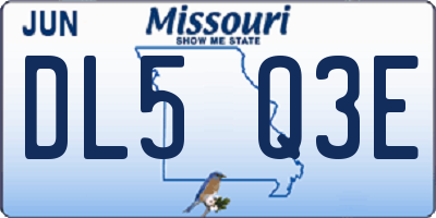 MO license plate DL5Q3E