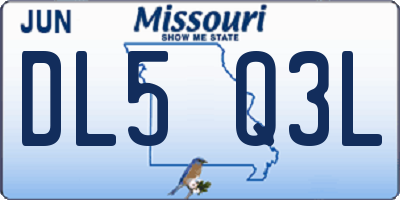 MO license plate DL5Q3L
