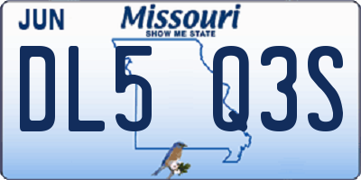 MO license plate DL5Q3S