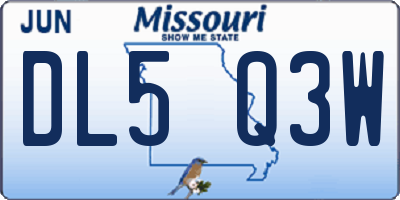 MO license plate DL5Q3W