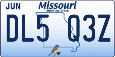 MO license plate DL5Q3Z