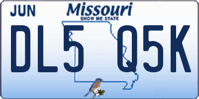 MO license plate DL5Q5K