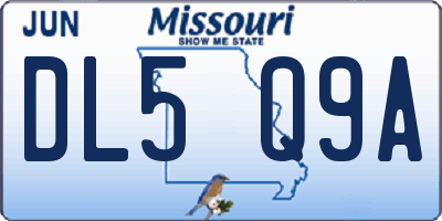 MO license plate DL5Q9A