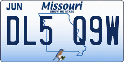 MO license plate DL5Q9W