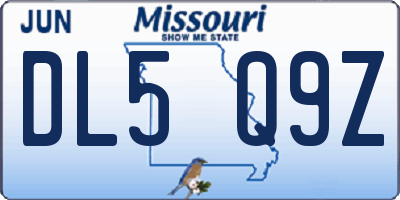 MO license plate DL5Q9Z