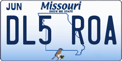 MO license plate DL5R0A
