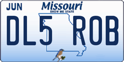 MO license plate DL5R0B