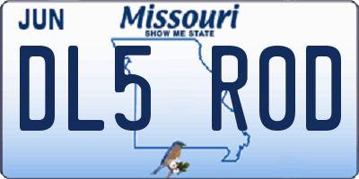 MO license plate DL5R0D
