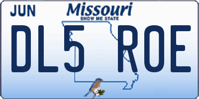 MO license plate DL5R0E