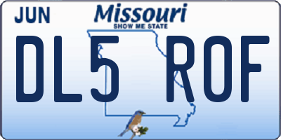 MO license plate DL5R0F