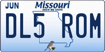 MO license plate DL5R0M