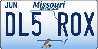 MO license plate DL5R0X