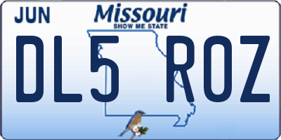 MO license plate DL5R0Z