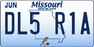 MO license plate DL5R1A