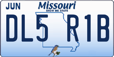 MO license plate DL5R1B