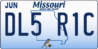 MO license plate DL5R1C
