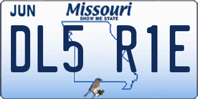 MO license plate DL5R1E