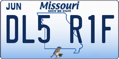 MO license plate DL5R1F