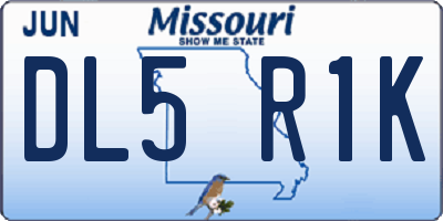 MO license plate DL5R1K