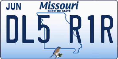 MO license plate DL5R1R