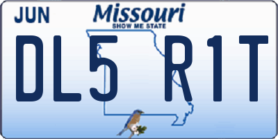 MO license plate DL5R1T