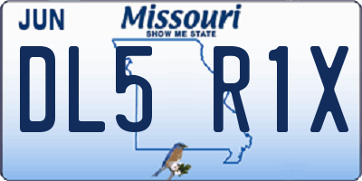 MO license plate DL5R1X