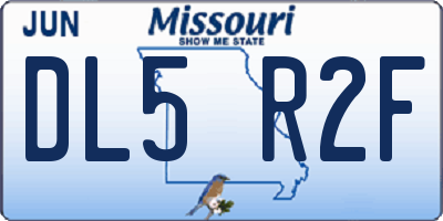 MO license plate DL5R2F