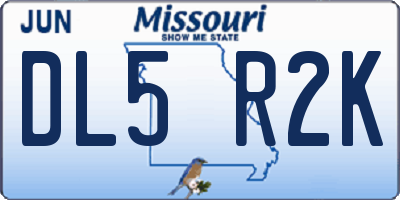 MO license plate DL5R2K