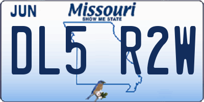 MO license plate DL5R2W