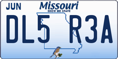 MO license plate DL5R3A
