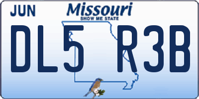 MO license plate DL5R3B