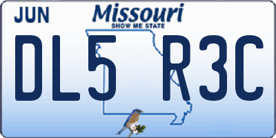 MO license plate DL5R3C
