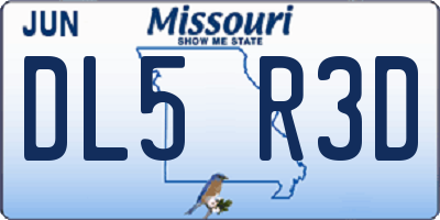 MO license plate DL5R3D