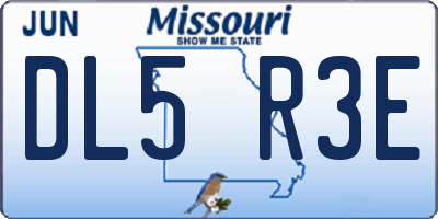 MO license plate DL5R3E