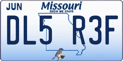 MO license plate DL5R3F