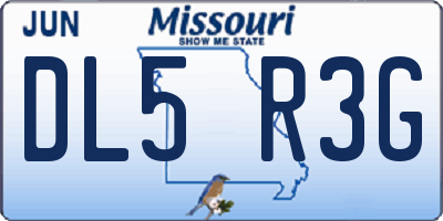 MO license plate DL5R3G