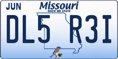 MO license plate DL5R3I