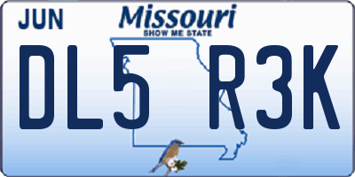 MO license plate DL5R3K
