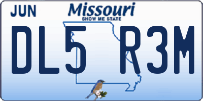 MO license plate DL5R3M